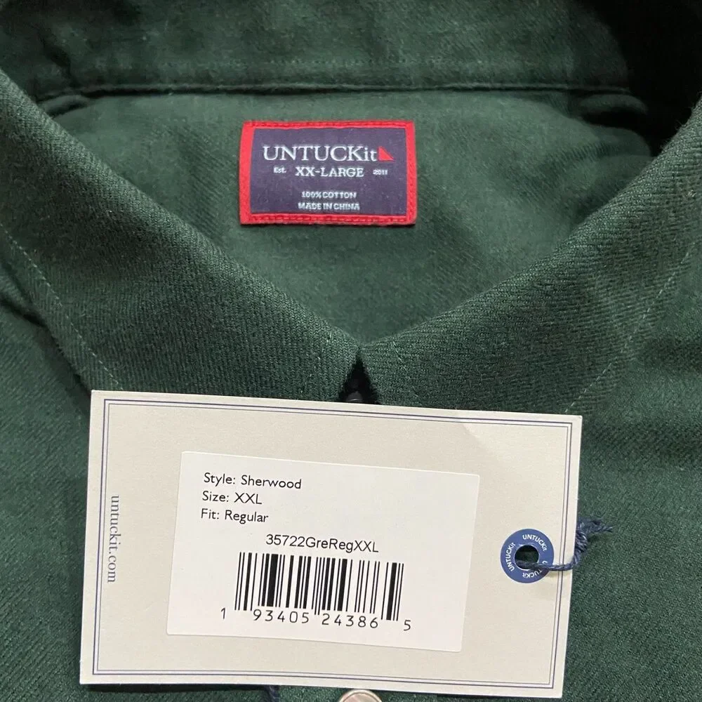 UNTUCKit Casual Sherwood Hunter Green L/S Button Up Shirt NWT Men's Size XXL - Picture 6 of 8